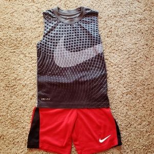 Nike Boys Dri-fit Sleeveless T-Shirt and Shorts